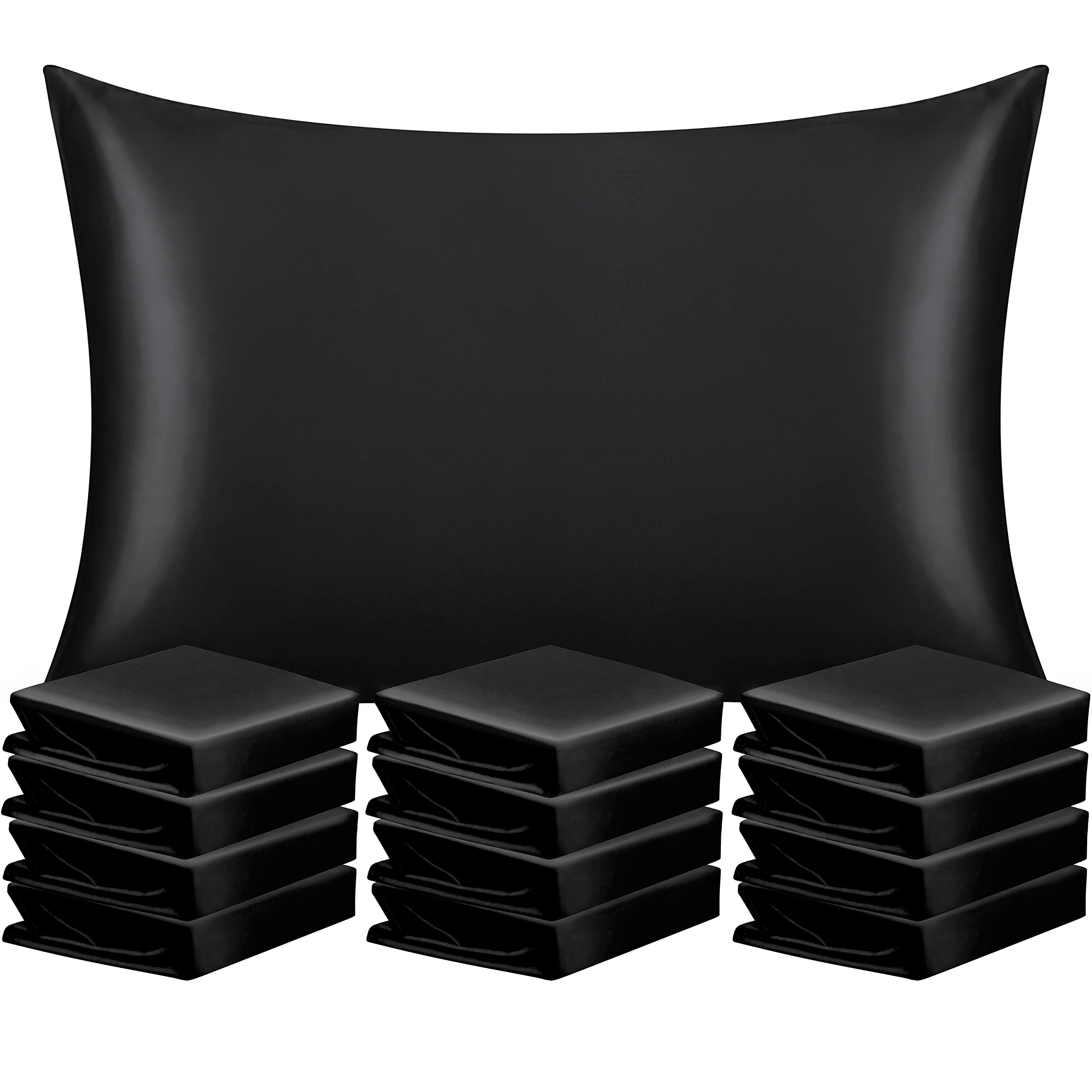 Ntbay 12 Pack Satin Standard Pillowcases For Hair And Skin, Luxurious And Silky Pillow Cases With Envelope Closure, 20X26 Inches